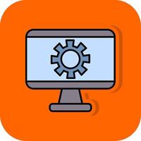 toezicht houden op scherm gevulde oranje achtergrond icoon vector