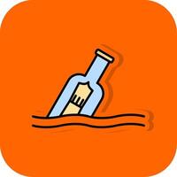 bericht in een fles gevulde oranje achtergrond icoon vector