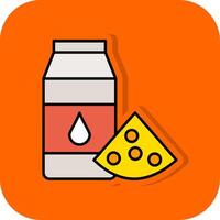 zuivel producten gevulde oranje achtergrond icoon vector