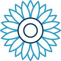 dahlia lijn blauw twee kleur icoon vector