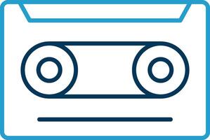 cassette lijn blauw twee kleur icoon vector