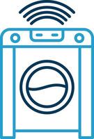 slim het wassen machine lijn blauw twee kleur icoon vector