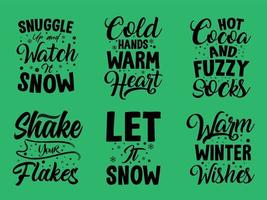 winter typografie belettering citaten ontwerpbundel voor t-shirt en merchandise vector