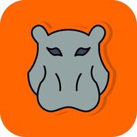 nijlpaard gevulde oranje achtergrond icoon vector