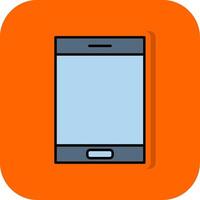 mobiele telefoon gevulde oranje achtergrond icoon vector