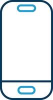 smartphone lijn blauw twee kleur icoon vector