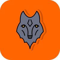 wolf gevulde oranje achtergrond icoon vector