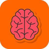 hersenen gevulde oranje achtergrond icoon vector
