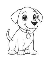 schattig hond kleur Pagina's voor kinderen, hond illustratie, hond zwart en wit vector
