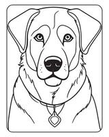 schattig hond kleur Pagina's voor kinderen, hond illustratie, hond zwart en wit vector