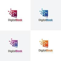 digitale boek logo ontwerp vector voorraad. moderne boek tech logo ontwerpsjabloon. boekhandel logo pictogram illustratie