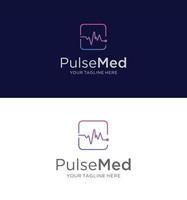 medische pulse logo ontwerpsjabloon. pulsgolf logo ontwerpconcept. gezondheid hartslag medische logo sjabloon vector symbool element