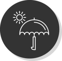 paraplu lijn grijs cirkel icoon vector