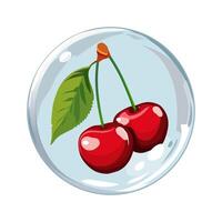gezond rood kers in lucht bubbel. geïsoleerd illustratie Aan wit achtergrond. zomer fruit voor vlak ontwerp van kaarten, banier, presentaties, logo, poster vector