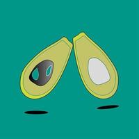 een illustratie van een vectorafbeelding van een avocado die in tweeën is gesplitst vector