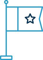 vlag lijn blauw twee kleur icoon vector