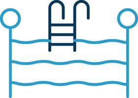 zwemmen zwembad lijn blauw twee kleur icoon vector