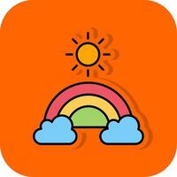 regenboog gevulde oranje achtergrond icoon vector