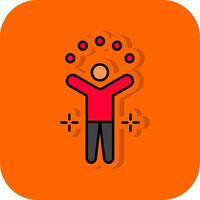 jongleren bal gevulde oranje achtergrond icoon vector