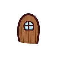 houten deur met raam sprookjesachtig geïsoleerd pictogram vector