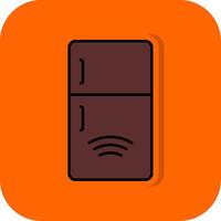 slim koelkast gevulde oranje achtergrond icoon vector