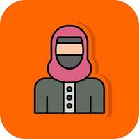 vrouw met Niqab gevulde oranje achtergrond icoon vector