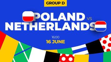 Polen vs Nederland Amerikaans voetbal 2024 bij elkaar passen versus. 2024 groep stadium kampioenschap bij elkaar passen versus teams intro sport achtergrond, kampioenschap wedstrijd vector