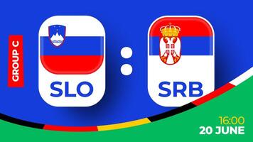 Slovenië vs Servië Amerikaans voetbal 2024 bij elkaar passen versus. 2024 groep stadium kampioenschap bij elkaar passen versus teams intro sport achtergrond, kampioenschap wedstrijd vector