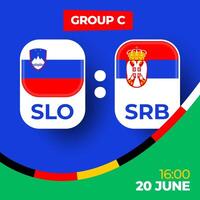 Slovenië vs Servië Amerikaans voetbal 2024 bij elkaar passen versus. 2024 groep stadium kampioenschap bij elkaar passen versus teams intro sport achtergrond, kampioenschap wedstrijd vector