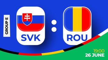 Slowakije vs Roemenië Amerikaans voetbal 2024 bij elkaar passen versus. 2024 groep stadium kampioenschap bij elkaar passen versus teams intro sport achtergrond, kampioenschap wedstrijd vector
