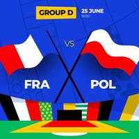 Frankrijk vs Polen Amerikaans voetbal 2024 bij elkaar passen versus. 2024 groep stadium kampioenschap bij elkaar passen versus teams intro sport achtergrond, kampioenschap wedstrijd vector