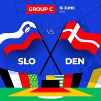 Slovenië vs Denemarken Amerikaans voetbal 2024 bij elkaar passen versus. 2024 groep stadium kampioenschap bij elkaar passen versus teams intro sport achtergrond, kampioenschap wedstrijd vector