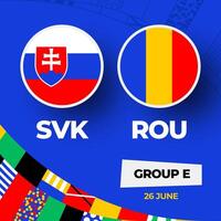 Slowakije vs Roemenië Amerikaans voetbal 2024 bij elkaar passen versus. 2024 groep stadium kampioenschap bij elkaar passen versus teams intro sport achtergrond, kampioenschap wedstrijd vector