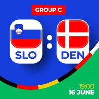 Slovenië vs Denemarken Amerikaans voetbal 2024 bij elkaar passen versus. 2024 groep stadium kampioenschap bij elkaar passen versus teams intro sport achtergrond, kampioenschap wedstrijd vector