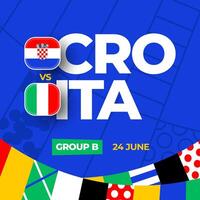 Kroatië vs Italië Amerikaans voetbal 2024 bij elkaar passen versus. 2024 groep stadium kampioenschap bij elkaar passen versus teams intro sport achtergrond, kampioenschap wedstrijd vector