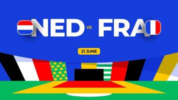 Nederland vs Frankrijk Amerikaans voetbal 2024 bij elkaar passen versus. 2024 groep stadium kampioenschap bij elkaar passen versus teams intro sport achtergrond, kampioenschap wedstrijd vector