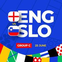 Engeland vs Slovenië Amerikaans voetbal 2024 bij elkaar passen versus. 2024 groep stadium kampioenschap bij elkaar passen versus teams intro sport achtergrond, kampioenschap wedstrijd vector