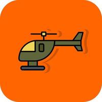 helikopter gevulde oranje achtergrond icoon vector