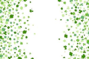 shamrock of klaver verlaat platte ontwerp groene achtergrond patroon vectorillustratie. vector