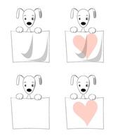 tekenfilm hond Holding een hart teken illustratie vector