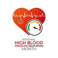 nationaal hoog bloed druk onderwijs maand is opgemerkt elke jaar in kunnen. banier poster, folder en achtergrond ontwerp. illustratie vector