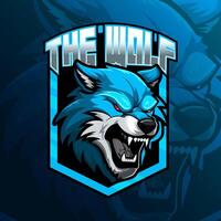 wolf mascotte logo e-sport ontwerp, voor uw logo vector