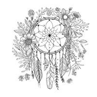 droom vanger in boho stijl met bloemen schetsen hand- getrokken illustratie vector