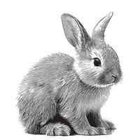 konijn zittend schetsen hand- getrokken in tekening stijl illustratie vector