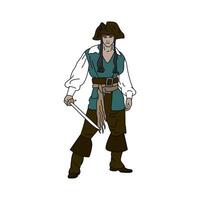 piraat illustratie ontwerp geïsoleerd in wit achtergrond vector