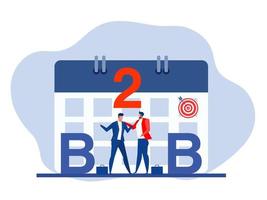 partnerschap met b2b of business to business marketing, sales en commercie voor overeengekomen transactievector vector