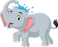 tekenfilm schattig olifant sproeien water vector