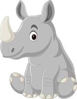 cartoon schattige baby neushoorn zittend vector