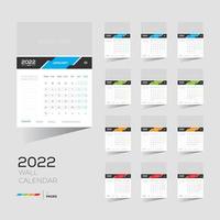 4 gekleurde 12 maanden 12 pagina's 2022 wandkalender vector