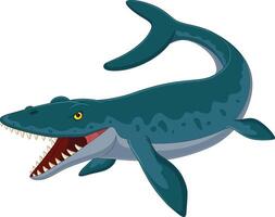 tekenfilm mosasaurus Aan wit achtergrond vector